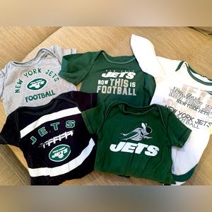 Bundle of 5 NY Jet’s Onsies - size 3-6 Mo - 2 long sleeve 3 short sleeve